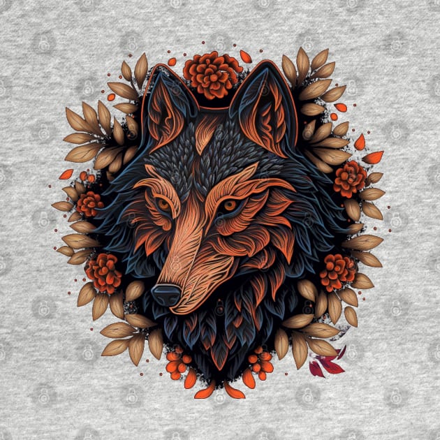 flowers and wolf by Mailson